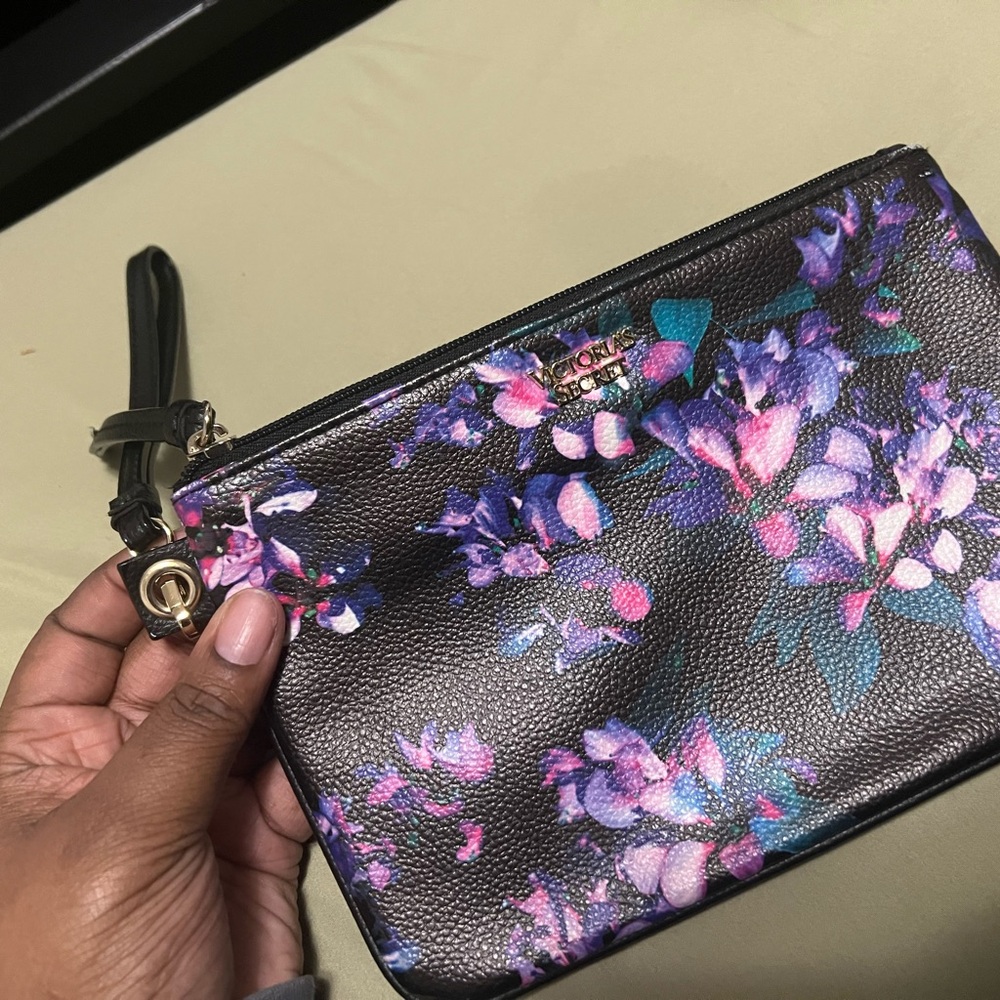 Victoria's Secret Black Floral Wristlet